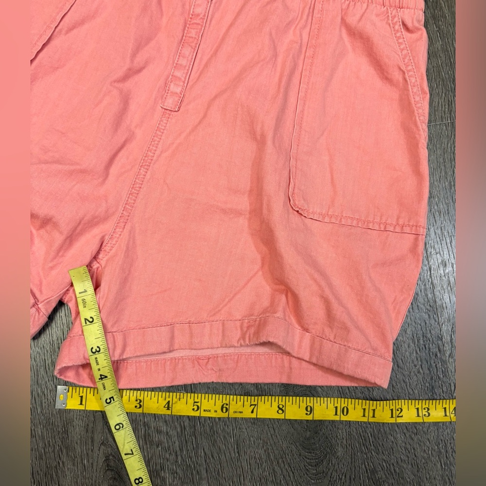 PACT Chambray Romper Size Small Pink Organic Cotton Elastic Waist Pockets Collar - Picture 14 of 14